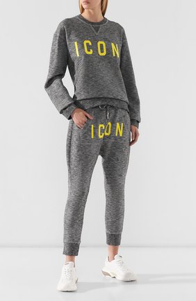 Женская хлопковый свитшот DSQUARED2 серого цвета по цене 36600 руб., арт. S75GU0235/S25385 | Фото 2 Женская хлопковый свитшот DSQUARED2 серого цвета, арт. S75GU0235/S25385 | Фото 2
