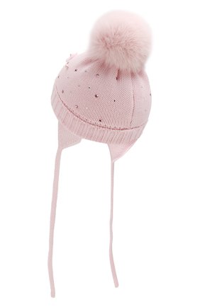 Детского шерстяная шапка с меховым помпоном CATYA розового цвета, арт. 923618/3AD | Фото 2 (Материал: Шерсть, Текстиль; Статус проверки: Проверено, Проверена категория)