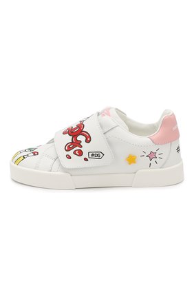 Детские кожаные кеды DOLCE & GABBANA белого цвета по цене 17800 руб., арт. D10861/AN008/29-36 | Фото 2 Детские кожаные кеды DOLCE & GABBANA белого цвета, арт. D10861/AN008/29-36 | Фото 2