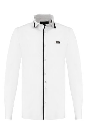Мужская хлопковая сорочка PHILIPP PLEIN белого цвета по цене 33750 руб., арт. MRP1002 | Фото 1 Мужская хлопковая сорочка PHILIPP PLEIN белого цвета, арт. MRP1002 | Фото 1