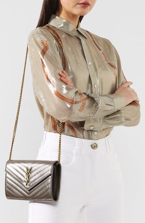 Женская сумка monogram classic SAINT LAURENT серебряного цвета по цене 99500 руб., арт. 377828/03X27 | Фото 5 Женская сумка monogram classic SAINT LAURENT серебряного цвета, арт. 377828/03X27 | Фото 5
