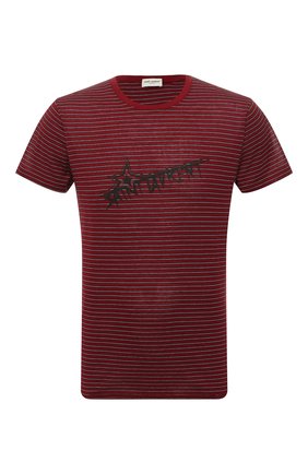 Мужская хлопковая футболка SAINT LAURENT бордового цвета по цене 34100 руб., арт. 579056/YBIW2 | Фото 1 Мужская хлопковая футболка SAINT LAURENT бордового цвета, арт. 579056/YBIW2 | Фото 1