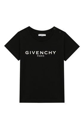 Детский хлопковая футболка GIVENCHY черного цвета по цене 14950 руб., арт. H05091 | Фото 1 Детский хлопковая футболка GIVENCHY черного цвета, арт. H05091 | Фото 1 (Статус проверки: Проверена категория; Материал внешний: Хлопок; Рукава: Короткие; Кросс-КТ НВ: Футболка)
