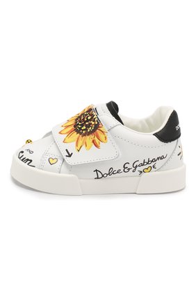 Детские кожаные кеды DOLCE & GABBANA белого цвета по цене 16200 руб., арт. DN0126/AK220/19-28 | Фото 2 Детские кожаные кеды DOLCE & GABBANA белого цвета, арт. DN0126/AK220/19-28 | Фото 2