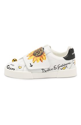 Детские кожаные кеды DOLCE & GABBANA белого цвета по цене 19300 руб., арт. D10883/AK220/29-36 | Фото 2 Детские кожаные кеды DOLCE & GABBANA белого цвета, арт. D10883/AK220/29-36 | Фото 2