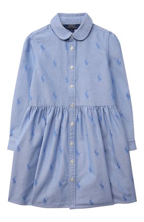 Детское хлопковое платье-рубашка POLO RALPH LAUREN голубого цвета по цене 8615 руб., арт. 312756657 | Фото 1 Детское хлопковое платье-рубашка POLO RALPH LAUREN голубого цвета, арт. 312756657 | Фото 1 (Материал внешний: Хлопок; Рукава: Длинные; Случай: Повседневный; Статус проверки: Проверена категория; Девочки Кросс-КТ: Платье-одежда; Ростовка одежда: 5 лет | 110 см, 6 лет | 116 см, 7 лет | 122 см)