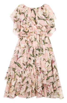 Детское шелковое платье DOLCE & GABBANA светло-розового цвета по цене 64500 руб., арт. L51DQ7/HS156/2-6 | Фото 2 Детское шелковое платье DOLCE & GABBANA светло-розового цвета, арт. L51DQ7/HS156/2-6 | Фото 2