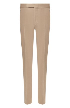 Мужские шерстяные брюки RALPH LAUREN бежевого цвета, арт. 798770065 | Фото 1 (Материал подклада: Вискоза; Длина (брюки, джинсы): Стандартные; Материал внешний: Шерсть; Случай: Повседневный)