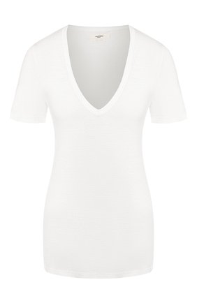 Женская льняная футболка ISABEL MARANT ETOILE белого цвета, арт. TS0377-00M004E/KRANGER | Фото 1 (Длина (для топов): Стандартные; Силуэт Ж (для верхов): Приталенный; Рукава: Короткие; Материал внешний: Лен; Статус проверки: Проверена категория; Женское Кросс-КТ: Футболка-одежда; Стили: Кэжуэл, Минимализм; Принт: Без принта)