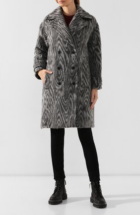 Женское двубортное пальто KENZO серого цвета по цене 78200 руб., арт. F962MA0245J3 | Фото 2 Женское двубортное пальто KENZO серого цвета, арт. F962MA0245J3 | Фото 2