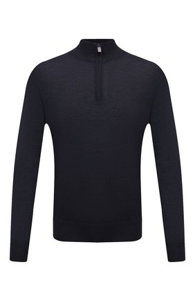 Мужской шерстяной джемпер CANALI темно-синего цвета по цене 29600 руб., арт. C0015/MK00077 | Фото 1 Мужской шерстяной джемпер CANALI темно-синего цвета, арт. C0015/MK00077 | Фото 1 (Длина (для топов): Стандартные; Материал внешний: Шерсть; Принт: Без принта; Вырез: Круглый; Рукава: Длинные; Мужское Кросс-КТ: Джемперы; Статус проверки: Проверена категория)