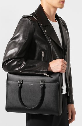 Мужская кожаная сумка для ноутбука SAINT LAURENT черного цвета по цене 95400 руб., арт. 556999/BTY0E | Фото 5 Мужская кожаная сумка для ноутбука SAINT LAURENT черного цвета, арт. 556999/BTY0E | Фото 5