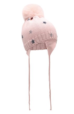 Детского шерстяная шапка с меховым помпоном IL TRENINO розового цвета, арт. 19 5870/EY | Фото 1 (Материал: Шерсть, Текстиль; Статус проверки: Проверено, Проверена категория)