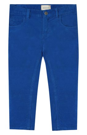Детские хлопковые брюки GUCCI синего цвета по цене 16200 руб., арт. 566100/XDAN0 | Фото 1 Детские хлопковые брюки GUCCI синего цвета, арт. 566100/XDAN0 | Фото 1