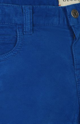 Детские хлопковые брюки GUCCI синего цвета по цене 16200 руб., арт. 566100/XDAN0 | Фото 3 Детские хлопковые брюки GUCCI синего цвета, арт. 566100/XDAN0 | Фото 3