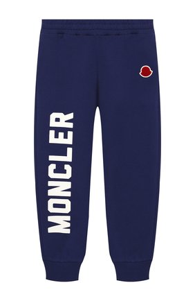 Детские хлопковые джоггеры MONCLER ENFANT синего цвета по цене 10900 руб., арт. E2-954-87087-50-809B3/4-6A | Фото 1 Детские хлопковые джоггеры MONCLER ENFANT синего цвета, арт. E2-954-87087-50-809B3/4-6A | Фото 1