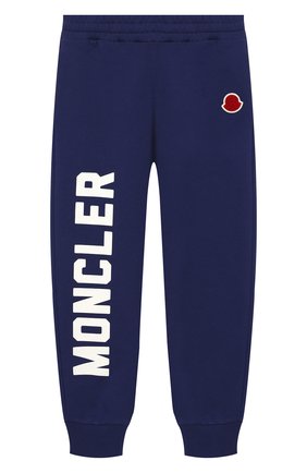 Детские хлопковые джоггеры MONCLER ENFANT синего цвета по цене 13400 руб., арт. E2-954-87087-50-809B3/12-14A | Фото 1 Детские хлопковые джоггеры MONCLER ENFANT синего цвета, арт. E2-954-87087-50-809B3/12-14A | Фото 1
