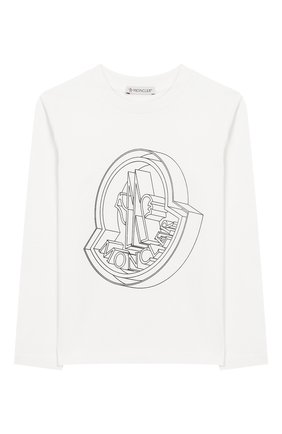 Детская хлопковый лонгслив MONCLER ENFANT белого цвета по цене 10600 руб., арт. E2-954-80270-50-83092/12-14A | Фото 1 Детская хлопковый лонгслив MONCLER ENFANT белого цвета, арт. E2-954-80270-50-83092/12-14A | Фото 1