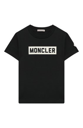 Детская хлопковая футболка MONCLER ENFANT черного цвета по цене 7995 руб., арт. E2-954-80269-50-83092/8-10A | Фото 1 Детская хлопковая футболка MONCLER ENFANT черного цвета, арт. E2-954-80269-50-83092/8-10A | Фото 1