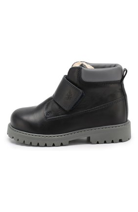 Детские утепленные ботинки из кожи EMPORIO ARMANI серого цвета по цене 13750 руб., арт. XMN002/X0I24 | Фото 2 Детские утепленные ботинки из кожи EMPORIO ARMANI серого цвета, арт. XMN002/X0I24 | Фото 2