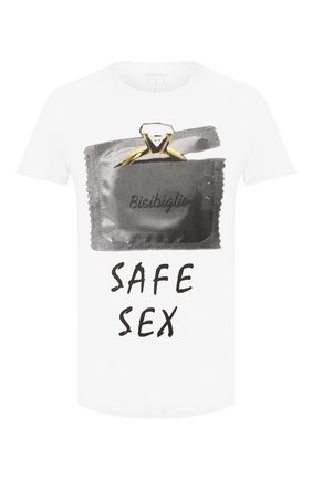 Мужская хлопковая футболка BISIBIGLIO белого цвета по цене 5450 руб., арт. SAFE SEX | Фото 1 Мужская хлопковая футболка BISIBIGLIO белого цвета, арт. SAFE SEX | Фото 1