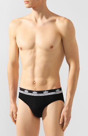 Мужские хлопковые брифы DOLCE & GABBANA черного цвета по цене 3995 руб., арт. M3B12J/FUECH | Фото 2 Мужские хлопковые брифы DOLCE & GABBANA черного цвета, арт. M3B12J/FUECH | Фото 2