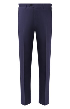 Мужские шерстяные брюки BRIONI темно-синего цвета, арт. RPL80L/P8A5A/MEGEVE | Фото 1 (Материал внешний: Шерсть; Длина (брюки, джинсы): Стандартные; Случай: Формальный; Стили: Классический; Статус проверки: Проверена категория)