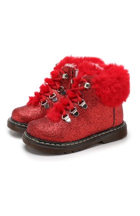 Детские ботинки MONNALISA красного цвета, арт. 834011M | Фото 1 (Кросс-КТ: хайкеры; Статус проверки: Проверена категория)
