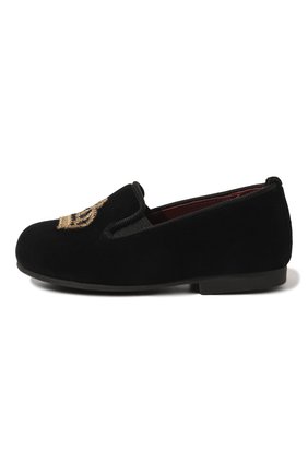 Детские текстильные слиперы DOLCE & GABBANA черного цвета по цене 16500 руб., арт. DL0059/AE328/19-28 | Фото 2 Детские текстильные слиперы DOLCE & GABBANA черного цвета, арт. DL0059/AE328/19-28 | Фото 2