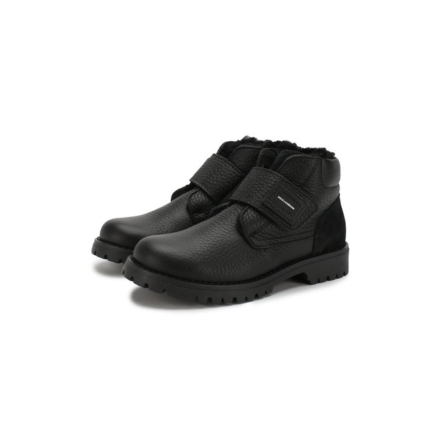 Кожаные ботинки с меховой отделкой Dolce & Gabbana DA0221/AU492/29-36