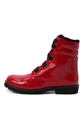 Детские кожаные ботинки с меховой отделкой DOLCE & GABBANA красного цвета, арт. D10849/AB543/37-39 | Фото 2 (Статус проверки: Проверена категория; Материал утеплителя: Натуральный мех; Материал внешний: Кожа)