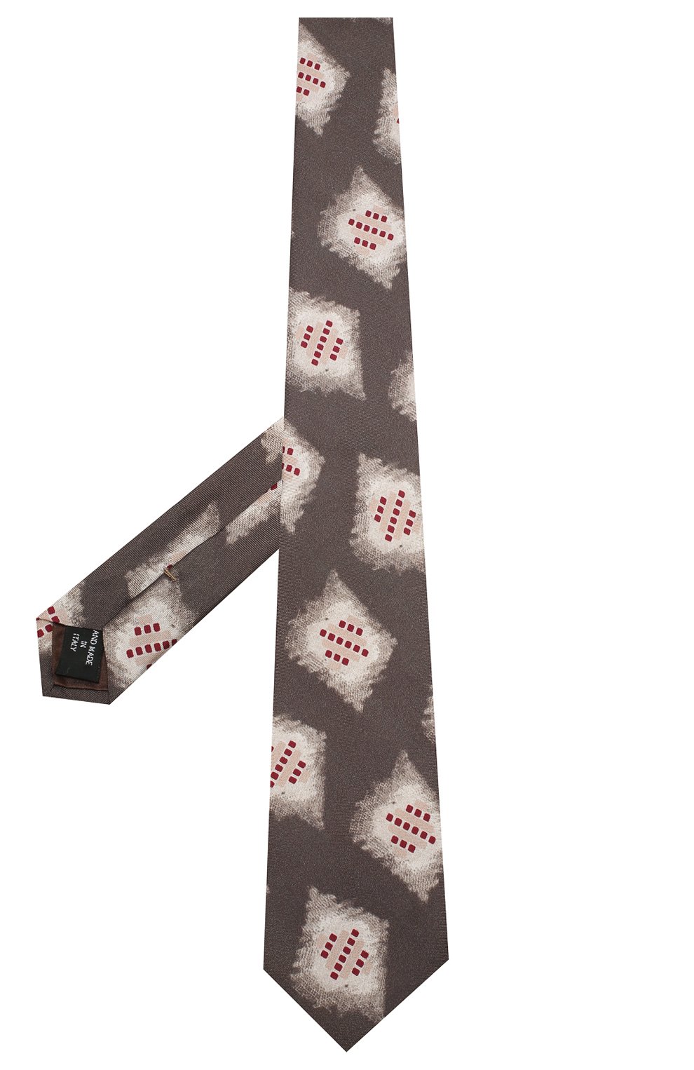 Мужской шелковый галстук GIORGIO ARMANI коричневого цвета, арт. 360054/9A806 | Фото 2 (Принт: С принтом; Материал: Текстиль, Шелк; Статус проверки: Проверена категория)