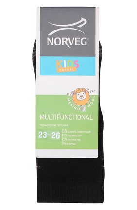 Детские шерстяные носки NORVEG черного цвета по цене 525 руб., арт. 9MURU-021 | Фото 1 Детские шерстяные носки NORVEG черного цвета, арт. 9MURU-021 | Фото 1