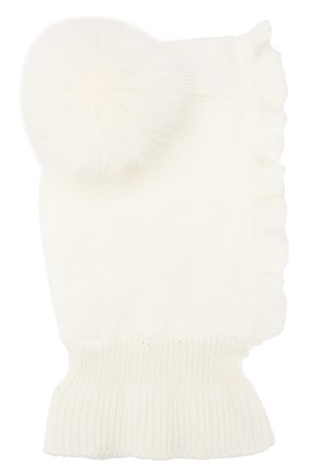 Детского шерстяная шапка-балаклава CATYA белого цвета, арт. 923608/P | Фото 1 (Материал: Шерсть, Текстиль; Статус проверки: Проверено, Проверена категория)