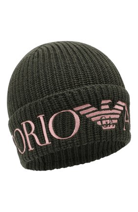 Детского шерстяная шапка EMPORIO ARMANI хаки цвета по цене 10950 руб., арт. 394582/9A451 | Фото 1 Детского шерстяная шапка EMPORIO ARMANI хаки цвета, арт. 394582/9A451 | Фото 1