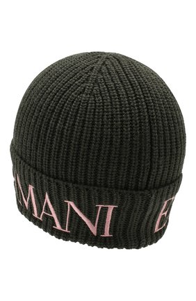 Детского шерстяная шапка EMPORIO ARMANI хаки цвета по цене 10950 руб., арт. 394582/9A451 | Фото 2 Детского шерстяная шапка EMPORIO ARMANI хаки цвета, арт. 394582/9A451 | Фото 2