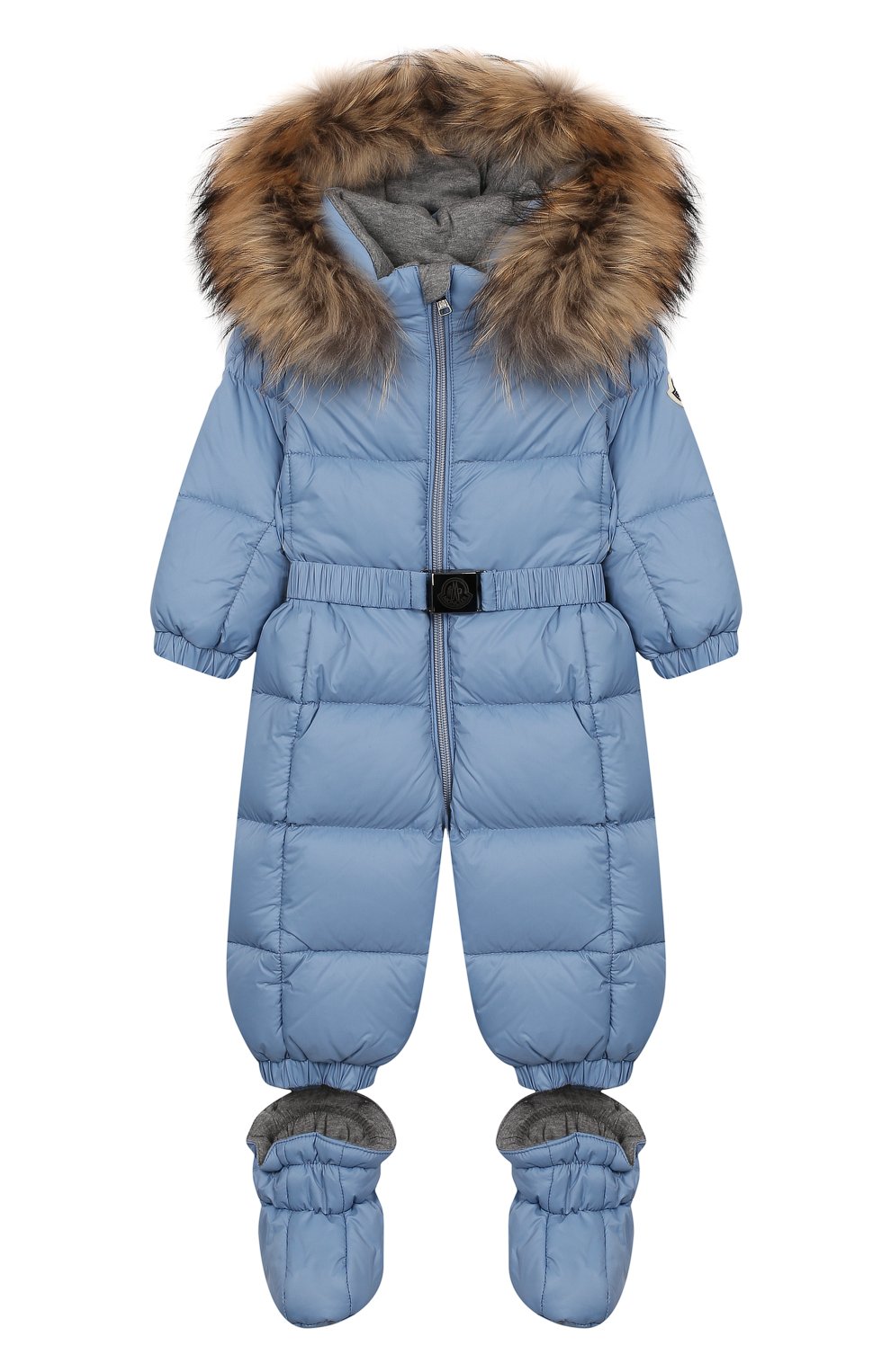 Детский пуховый комбинезон с пинетками MONCLER ENFANT голубого цвета, арт. E2-951-14355-25-53079/3M-18M | Фото 1