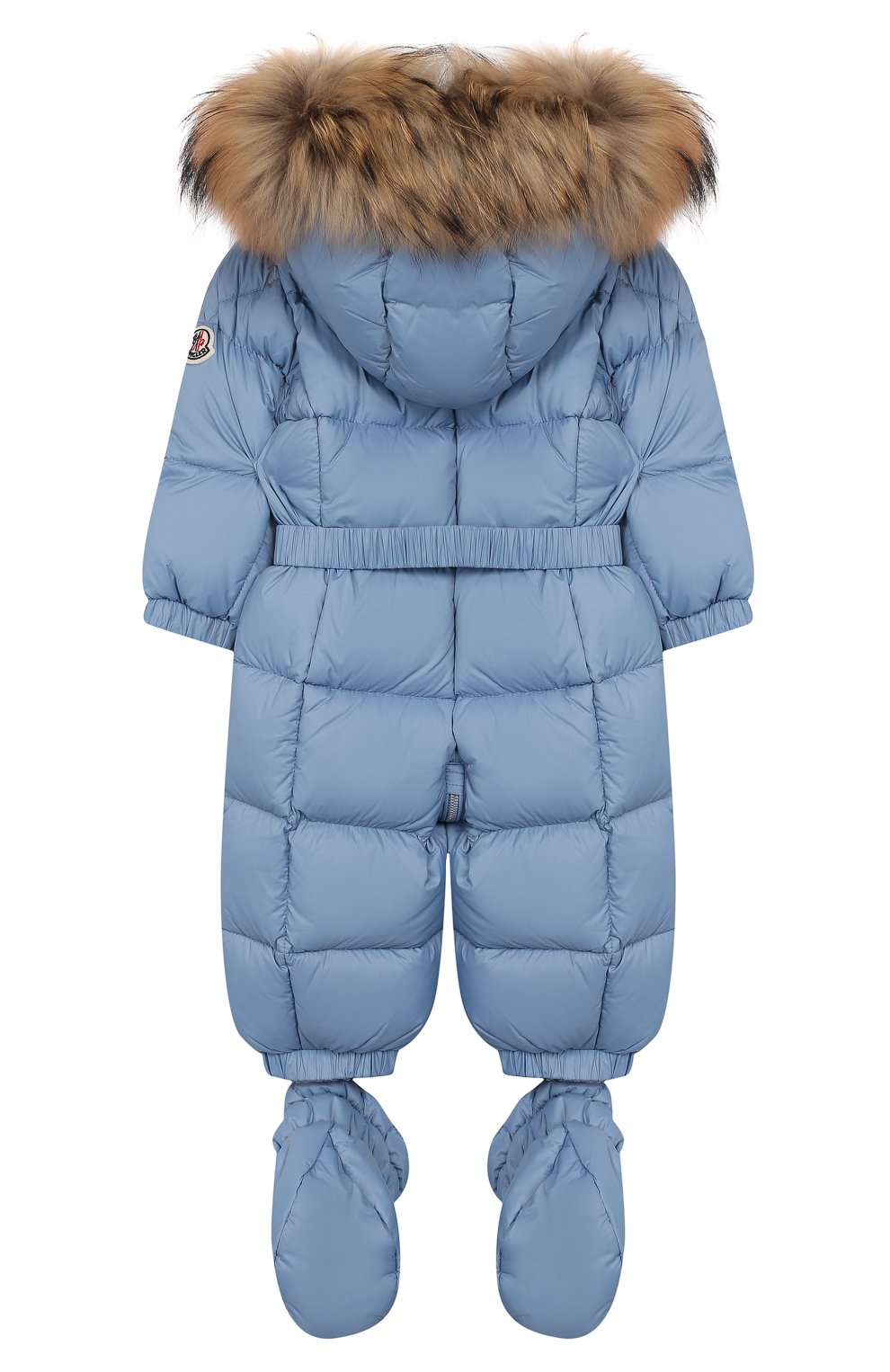 Детский пуховый комбинезон с пинетками MONCLER ENFANT голубого цвета по цене 48400 руб., арт. E2-951-14355-25-53079/3M-18M | Фото 2 Детский пуховый комбинезон с пинетками MONCLER ENFANT голубого цвета, арт. E2-951-14355-25-53079/3M-18M | Фото 2