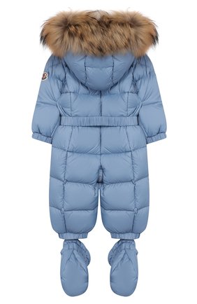Детский пуховый комбинезон с пинетками MONCLER ENFANT голубого цвета по цене 48400 руб., арт. E2-951-14355-25-53079/3M-18M | Фото 2 Детский пуховый комбинезон с пинетками MONCLER ENFANT голубого цвета, арт. E2-951-14355-25-53079/3M-18M | Фото 2