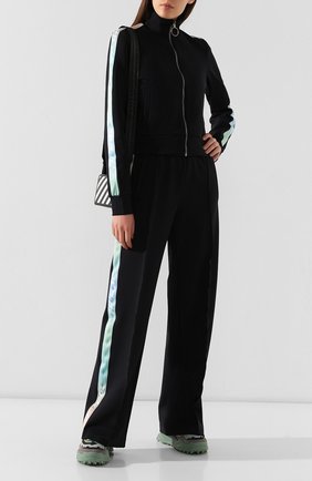 Женские брюки с лампасами OFF-WHITE черного цвета по цене 59950 руб., арт. 0WCH005E19E620771000 | Фото 2 Женские брюки с лампасами OFF-WHITE черного цвета, арт. 0WCH005E19E620771000 | Фото 2