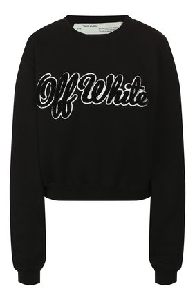 Женская хлопковый свитшот OFF-WHITE черного цвета по цене 58400 руб., арт. 0WBA026E19F300941001 | Фото 1 Женская хлопковый свитшот OFF-WHITE черного цвета, арт. 0WBA026E19F300941001 | Фото 1