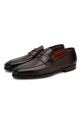 Мужские кожаные лоферы SANTONI темно-коричневого цвета по цене 52600 руб., арт. MCNC15609SI1ESKTT50 | Фото 1 Мужские кожаные лоферы SANTONI темно-коричневого цвета, арт. MCNC15609SI1ESKTT50 | Фото 1