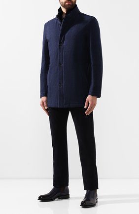 Мужской шерстяное пальто ANDREA CAMPAGNA синего цвета, арт. A8T767/4457 | Фото 2 (Длина (верхняя одежда): Короткие; Материал внешний: Шерсть; Рукава: Длинные; Статус проверки: Проверена категория; Материал подклада: Вискоза; Мужское Кросс-КТ: Верхняя одежда, пальто-верхняя одежда; Стили: Кэжуэл)