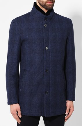 Мужской шерстяное пальто ANDREA CAMPAGNA синего цвета, арт. A8T767/4457 | Фото 3 (Материал внешний: Шерсть; Рукава: Длинные; Мужское Кросс-КТ: Верхняя одежда, пальто-верхняя одежда; Длина (верхняя одежда): Короткие; Материал подклада: Вискоза; Стили: Кэжуэл; Статус проверки: Проверена категория)