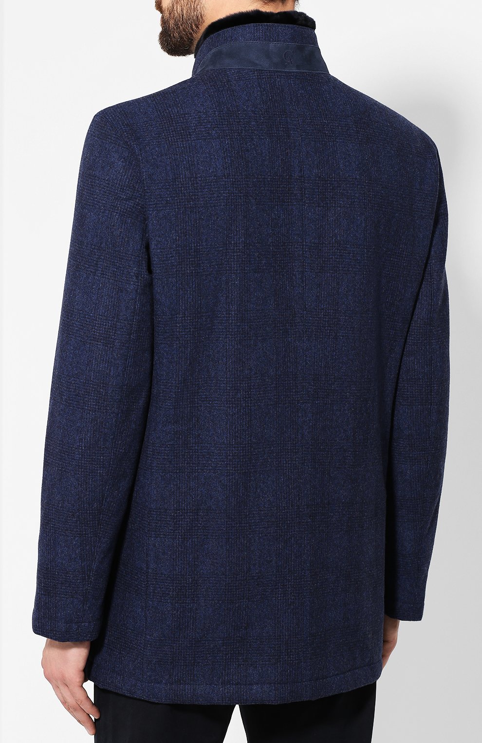 Мужской шерстяное пальто ANDREA CAMPAGNA синего цвета, арт. A8T767/4457 | Фото 4 (Материал внешний: Шерсть; Рукава: Длинные; Мужское Кросс-КТ: Верхняя одежда, пальто-верхняя одежда; Длина (верхняя одежда): Короткие; Материал подклада: Вискоза; Стили: Кэжуэл; Статус проверки: Проверена категория)