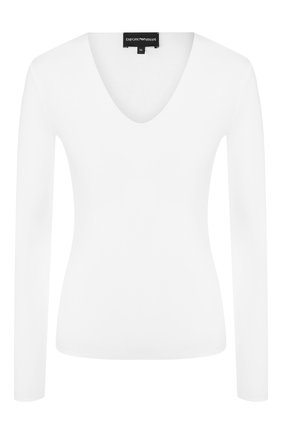 Женская лонгслив из вискозы EMPORIO ARMANI белого цвета по цене 19050 руб., арт. 6G2M8G/2J85Z | Фото 1 Женская лонгслив из вискозы EMPORIO ARMANI белого цвета, арт. 6G2M8G/2J85Z | Фото 1