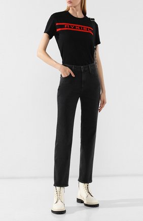 Женская хлопковая футболка SONIA RYKIEL черного цвета по цене 15450 руб., арт. 13515018-HA | Фото 2 Женская хлопковая футболка SONIA RYKIEL черного цвета, арт. 13515018-HA | Фото 2