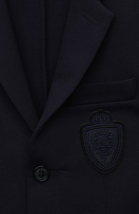 Детский пиджак из вискозы DAL LAGO темно-синего цвета, арт. N068S/8111/4-6 | Фото 3 (Рукава: Длинные; Мальчики-школьная форма: Пиджаки; Материал внешний: Вискоза; Статус проверки: Проверено, Проверена категория; Материал подклада: Вискоза; Кросс-КТ: пиджак; Ростовка одежда: 4 года | 104 см, 5 лет | 110 см, 6 лет | 116 см)