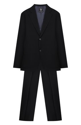 Детский костюм из пиджака и брюк DAL LAGO синего цвета, арт. N010M/1011/17/L-18/XL | Фото 1 (Статус проверки: Проверено; Материал внешний: Шерсть; Материал подклада: Вискоза; Рукава: Длинные; Кросс-КТ: костюм)