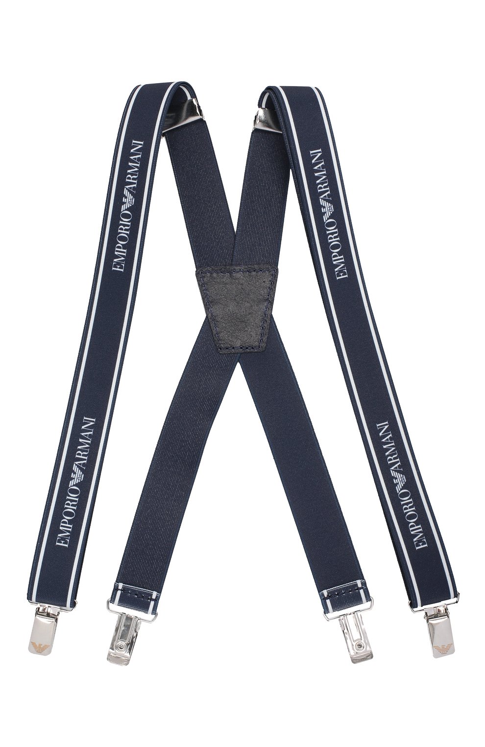 Детские подтяжки EMPORIO ARMANI темно-синего цвета, арт. 401524/9A581 | Фото 1 (Материал: Текстиль; Статус проверки: Проверено)